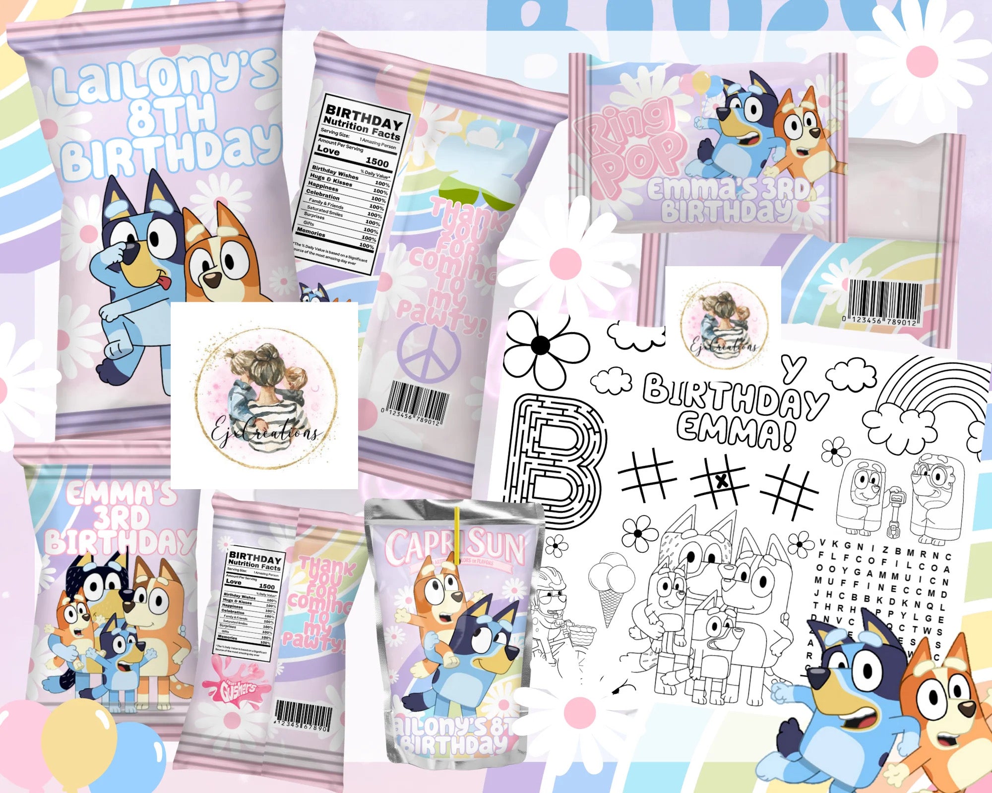 Girly blue dog party bundle