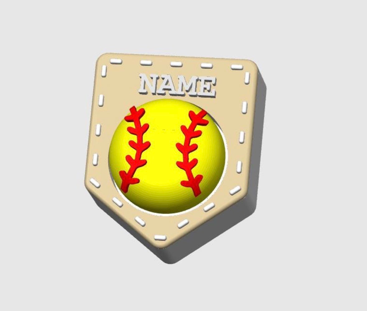 Softball base fidget/sensory clicker keychain